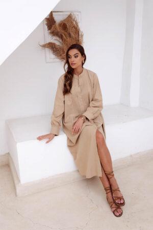 Рокля в пясъчен цвят, дълга и елегантна Desert Rose