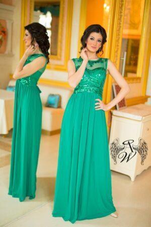 Ефирна официална дълга рокля в изумрудено зелено Emerald Green