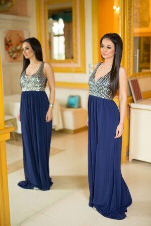 Рокля официална, дълга и в наситено сапфирено синьо Blue Sapphire