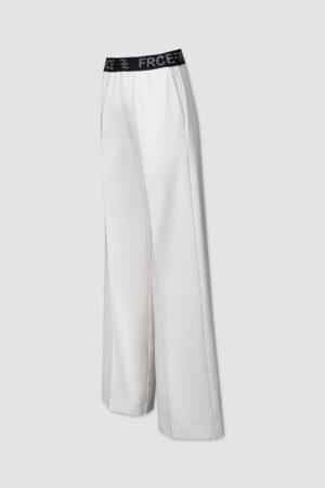 Панталон бял широк с ластик Sport Elegant in White