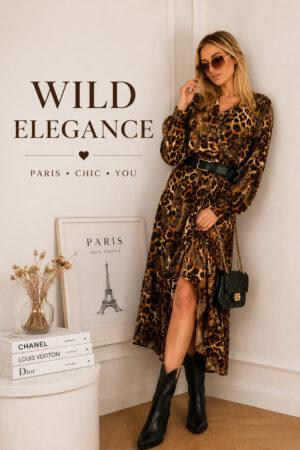 Рокля дълга с колан в леопардов принт Leopard Girls