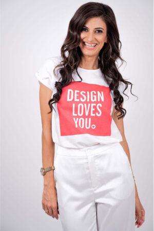 Тениска бяла за фешън момичета Design Loves You