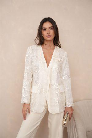Сако в бляскави екрю пайети Champagne Chic