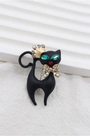 Брошка черна котка за късмет The Lucky Cat