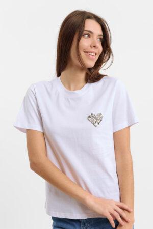 Тениска бяла със сребристо сърце Heart