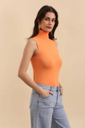 Топ с поло в оранжев цвят Orange Happiness