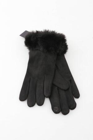 Ръкавици с пухкав маншет в черeн цвят Black Gloves