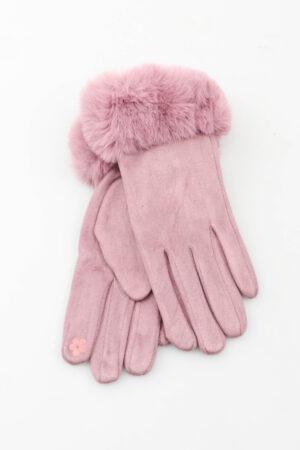 Ръкавици с пухкав маншет в лилав цвят Mauve Gloves