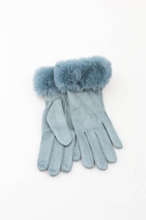 Ръкавици с пухкав маншет в синьо/зелен цвят Teal Gloves