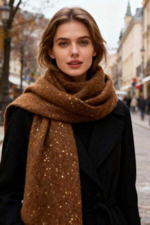 Шал вълнен с блясък в капучино Cappuccino Sparkles