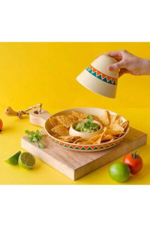 Чиния за начос и гуакамоле Мексиканска  жълта шапка The Mexican