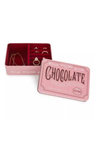 Метална кутия за съхранение на бижута в розов цвят Chocolate