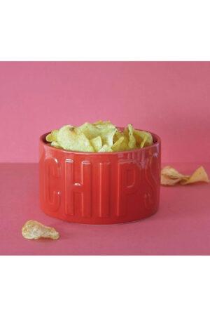 Керамична купа за чипс и аперетиви в червено Red Chips