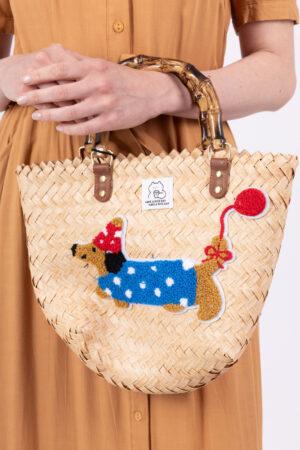 Чанта малка с френско кученце в бежаво Dachshund Joy Bag