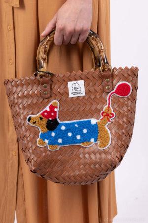 Чанта малка с френско кученце в шоколадово Dachshund Joy Bag