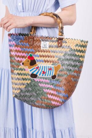 Чанта голяма с френско кученце в шарен цвят Multicolor Dachshund Joy Bag