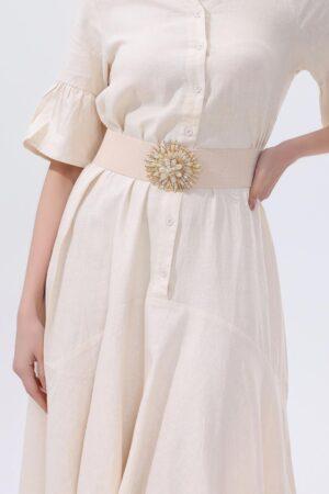 Еластичен колан в бежов цвят Beige Stone