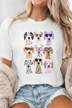 Тениска бяла с кученца памук Fashion Life