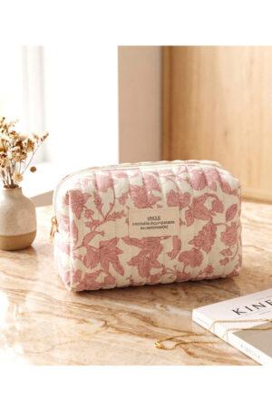 Козметична чантичка от памук в розово Pink Life 10x11x21cm
