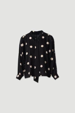 Риза на точки черна White Dots