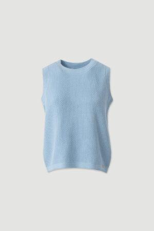 Топ вафлена материя 100% памук в пастелно синьо Pastel Blue