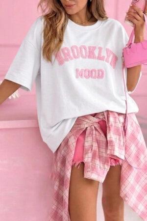 Тениска в бял цвят Oversized Brooklyn Mood