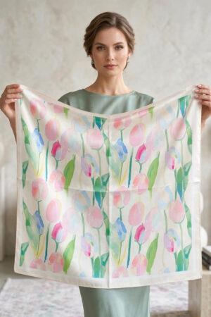 Шал с принт лалета Watercolor Tulips