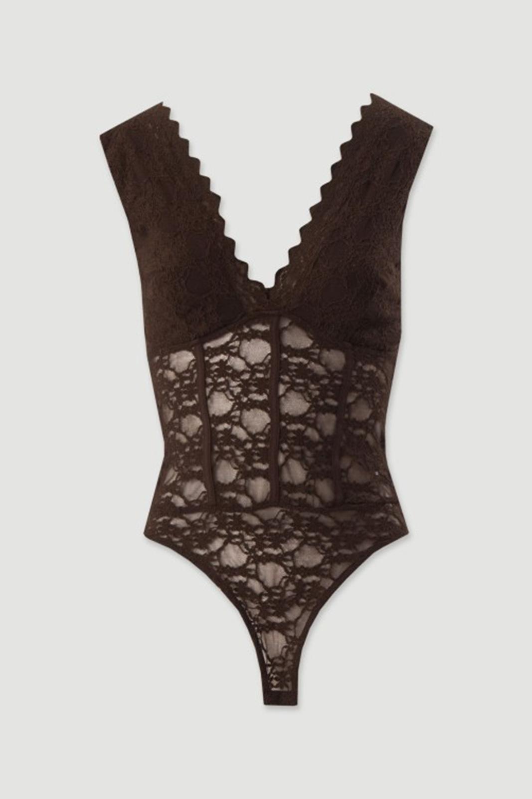 Боди дантелено шоколад Chocolate Allure Bodysuit - Image 4