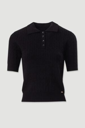 Плетена блузка в черен цвят Midnight Polo Knit