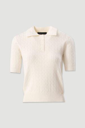 Плетена блузка в цвят Ivory Polo Knit